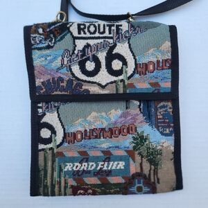 Route 66 Tapestry Crossbody Bag Vintage Travel Hollywood Road Trip USA